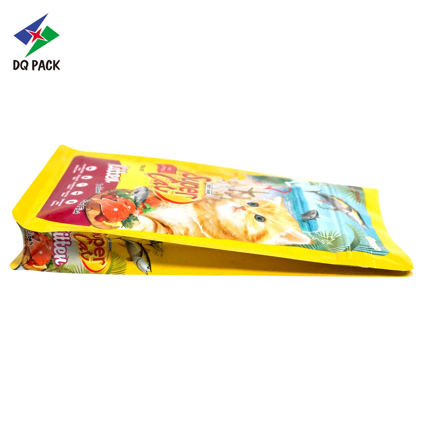Flexible packaging Pet Food Packaging Quad Seal Pouch Flat bottom pouch Square Bottom Bag For Pet Food Packaging