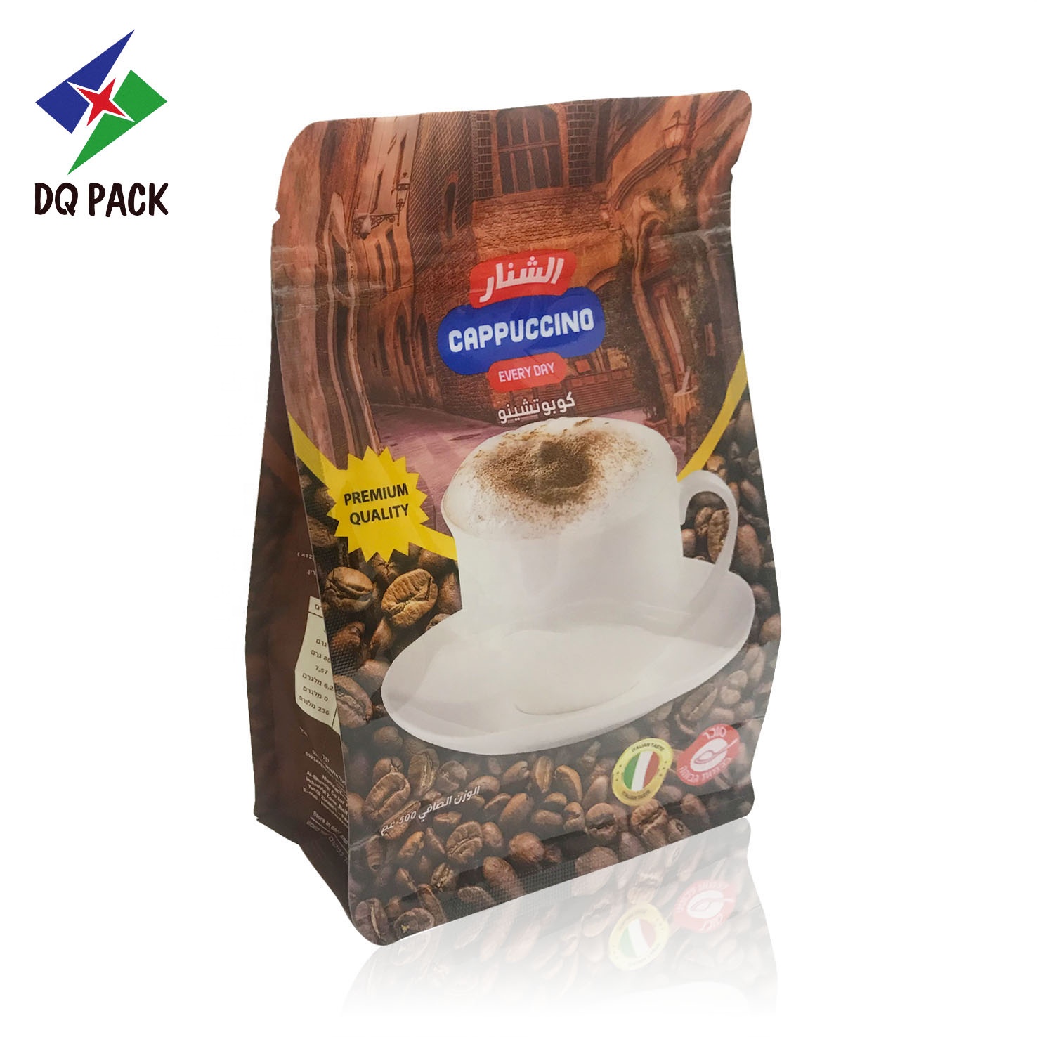 Customized printing Flat bottom Bag with Zipper plastic pouch Coffee drip bag