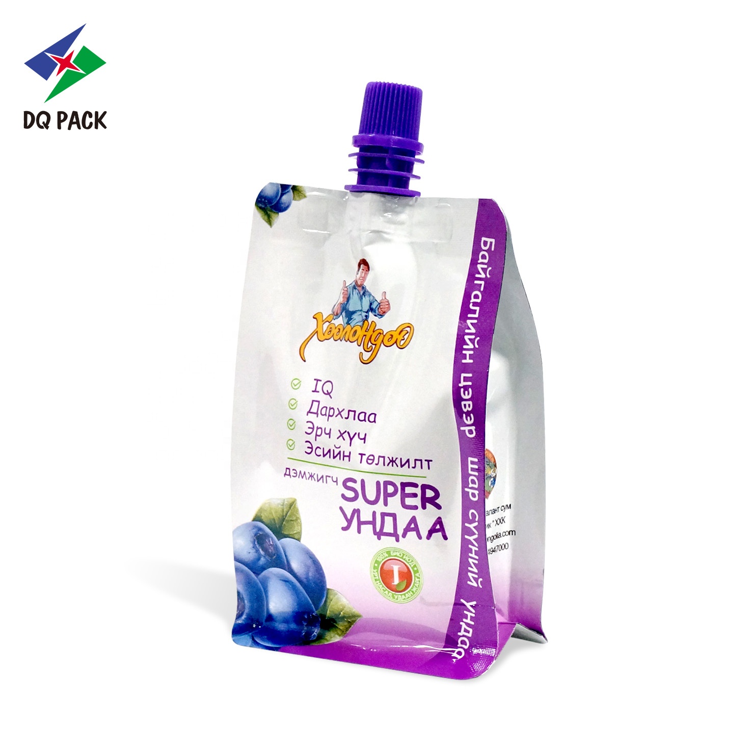 DQ PACK BPA free custom Yogurt pouch  Plastic drink  fruit juice liquid packaging bag  with spout pouch