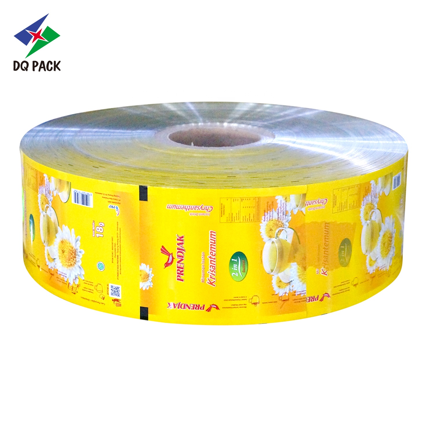 DQ PACK China custom printed auto packing film plastic metallized roll film for tea candy chocolate chips food packaging