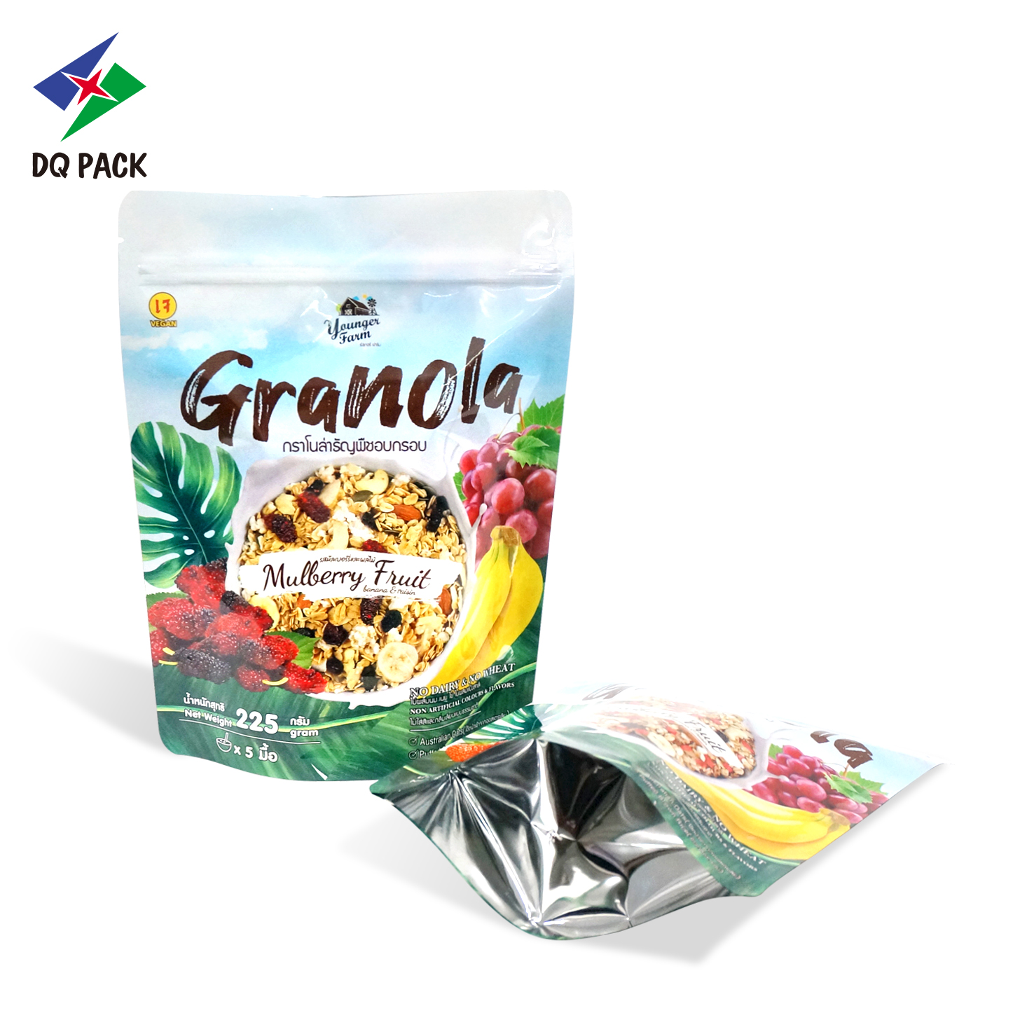 DQ PACK granola mulberry fruit oats packaging bag with resealale zipper