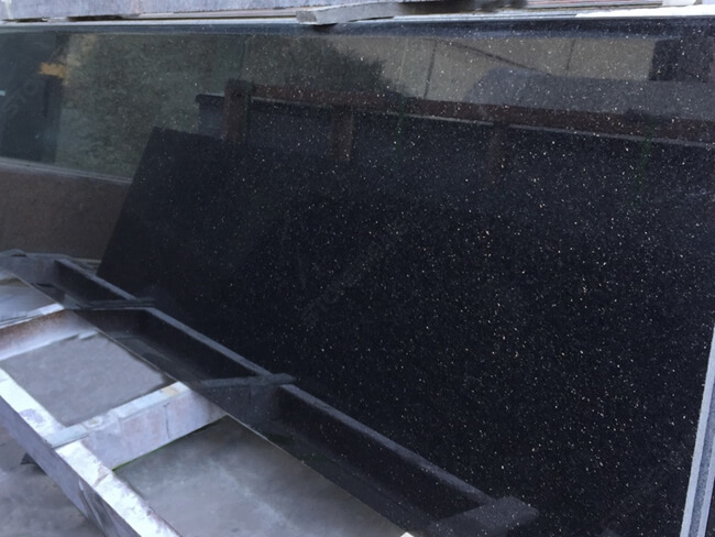 Prefab Polished Black Galaxy Granite Countertop