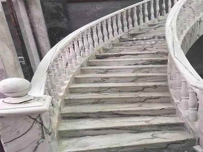 polished landscape green marble slab for stairs and wall (3)