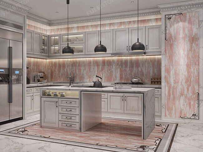 rosa norvegia marble kitchen decoration