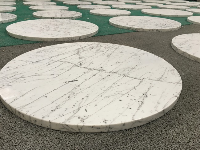 Polished White Venato Marble Table Tops Rectangle&#038;Round