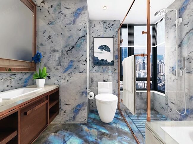 bathroom decoration with qashqai blue granite