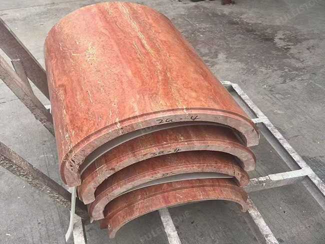 Curved Red Travertine Stone Tiles