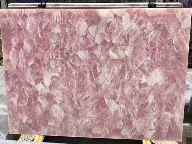 Luxury Polished Pink Crystal Agate Slab