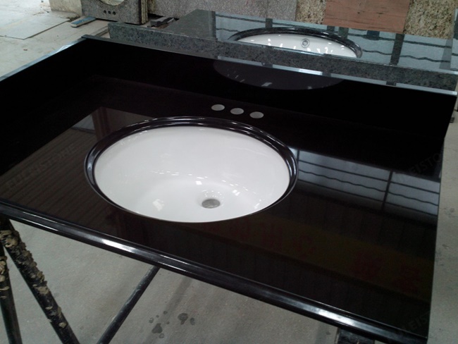 China Black Granite Vanity Tops with Backsplash