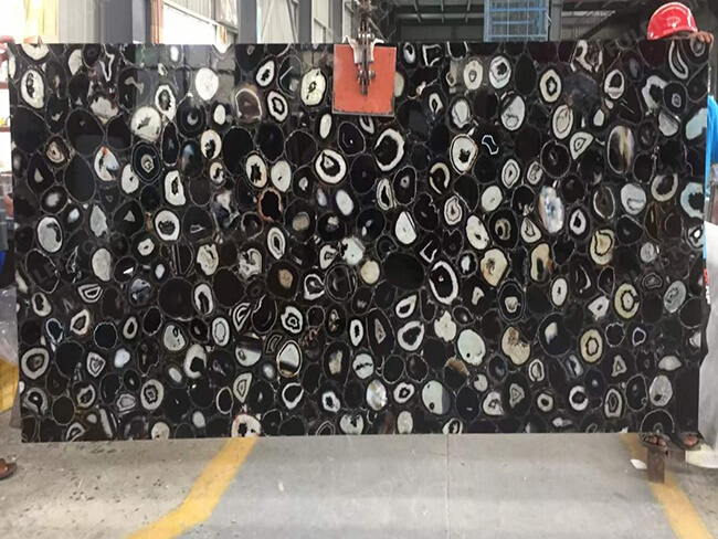 Backlit Black Agate Slabs