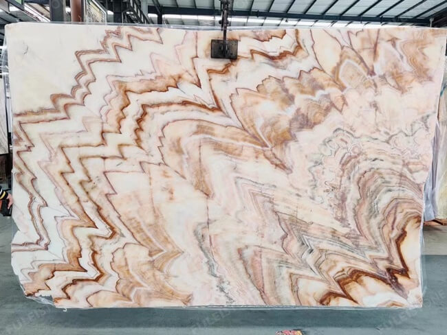 Bookmatched Polished Red Onyx Slab