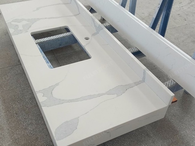 Customized All-in-one Calacatta Quartz Vanity Tops (1)