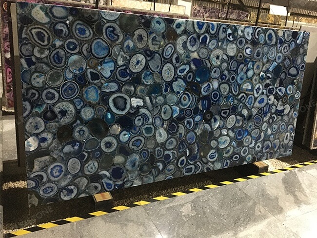 Backlit Blue Agate Slabs