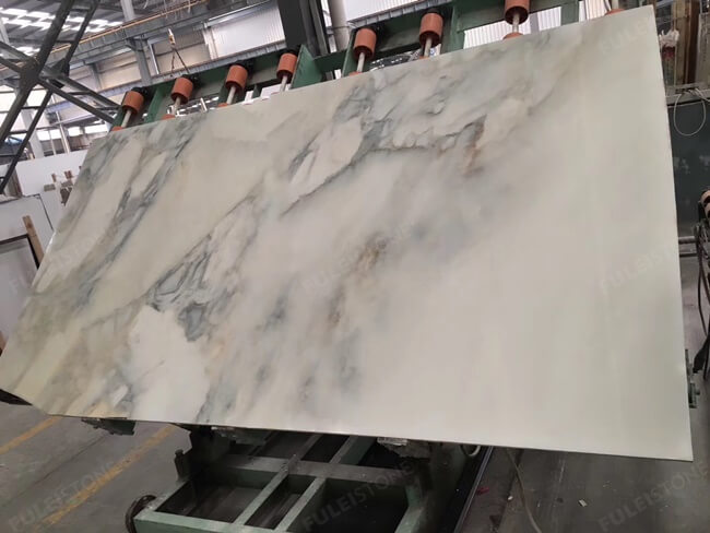 Bookmatched Polished Sicily White Marble Slabs