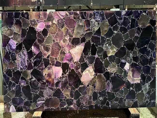 Luxury Backlit Purple Agate for Wall and Table