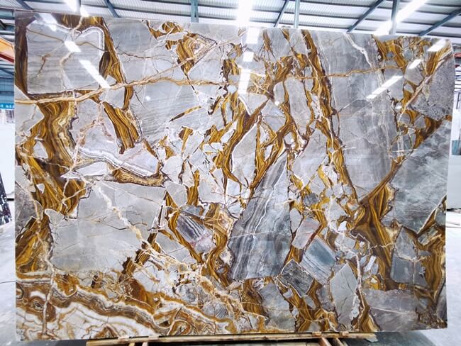 Natural Polished Oyster Gold Marble Slabs for Wholesalers