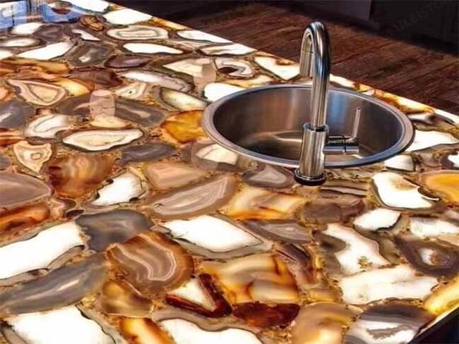 Luxury Backlit Yellow Agate Slab for Table