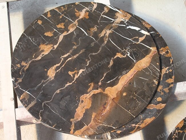 polished round afghanistan portoro marble table tops (2)