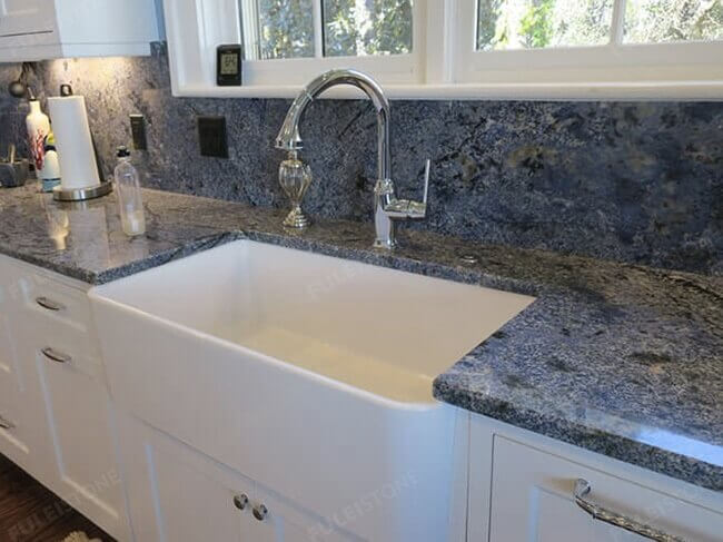 polished azul bahia granite countertop