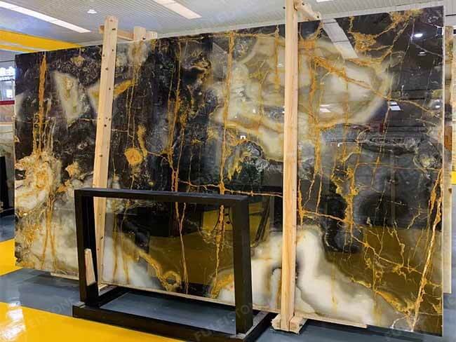 natural polished galaxy black onyx slab for indoor (3)