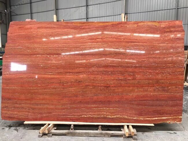 Polished and Honed Red Travertine Slabs