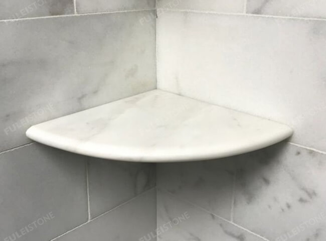 the installation of polished bianco carrara marble corner shower shelf (2)