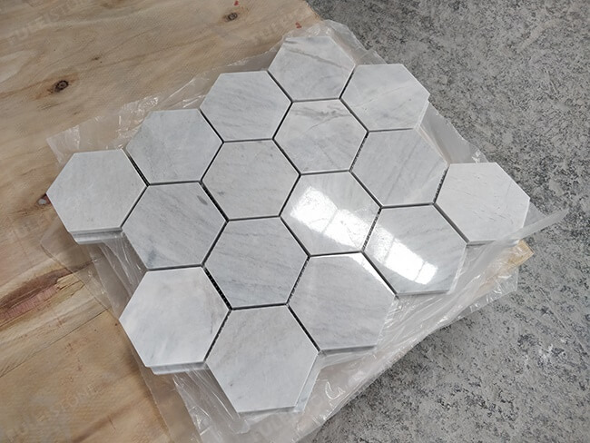 polished hexagon elba marble mosaic tiles (5)