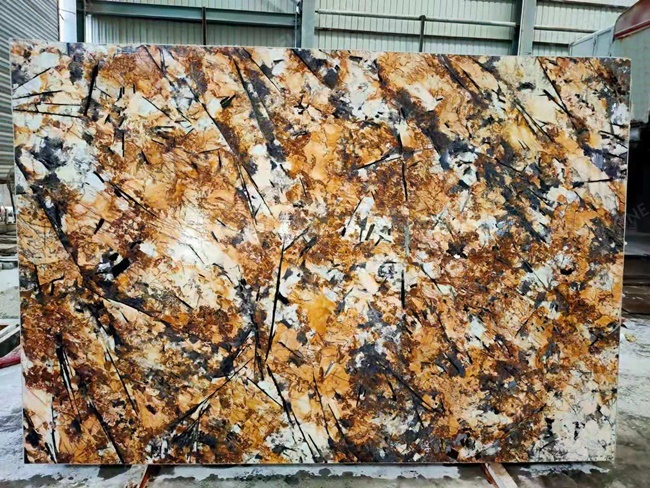 Persa gold granite stone with white gold background