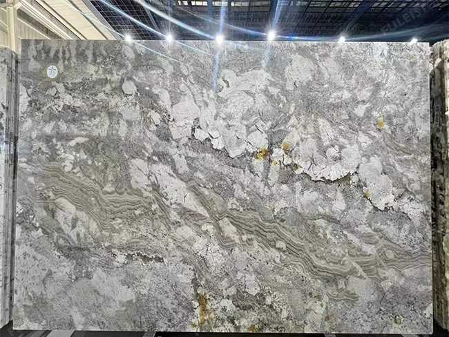 Blossoms Grey Marble Slab