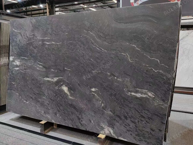 Antiqued Kurki Black Marble Slab