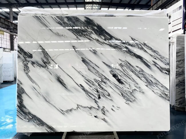 Polished black ink marble slab for background wall (8)