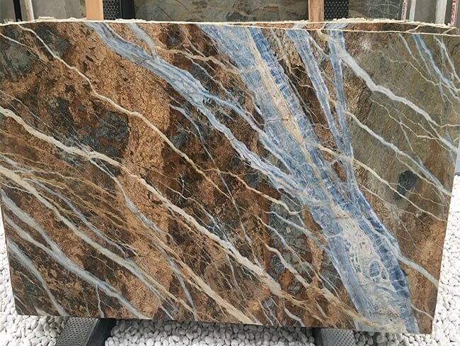 Bookmatched Polished Blue Jeans Marble Slab