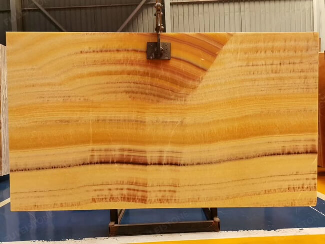 backlit bookmathced polished rainbow onyx slab (4)