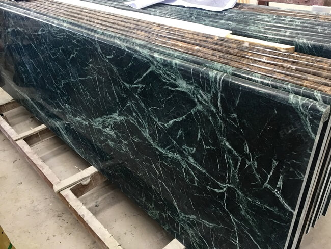 Laminated Bullnose Dark Green Marble Countertops