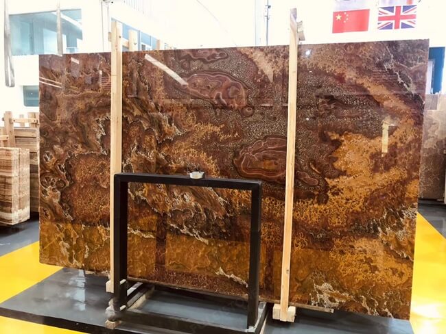 Natural Backlit Tiger Onyx Slab for Interior Decoration