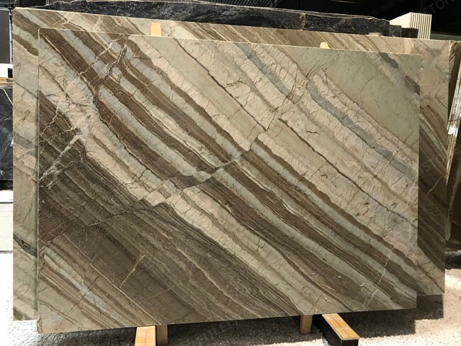 Luxury Polished Brown Wood Quartzite Slabs