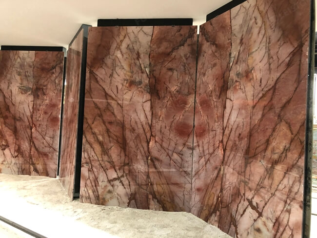 Polished Cosmopolitan pink quartzite slab (4)