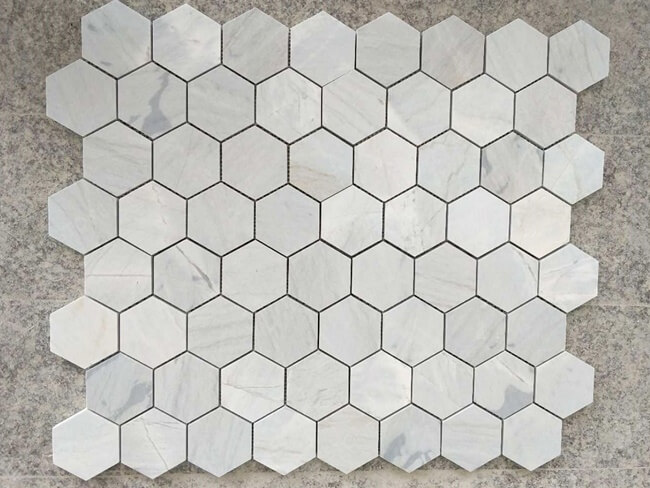 Hexagon Honed Grey Elba Marble Mosaic Tiles