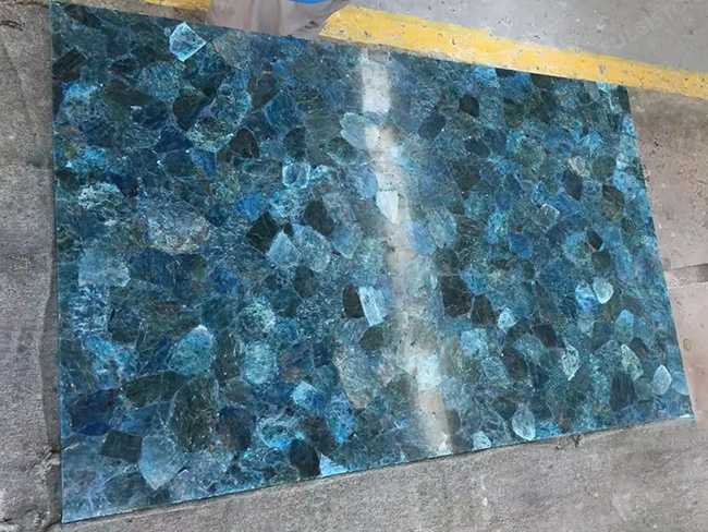 Blue Apatite Precious Stone Slab