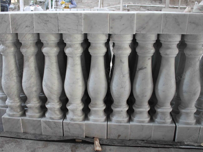 Polished Carrara White Marble Balustrade