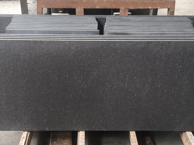 Flamed Surface Black Galaxy Granite Tile