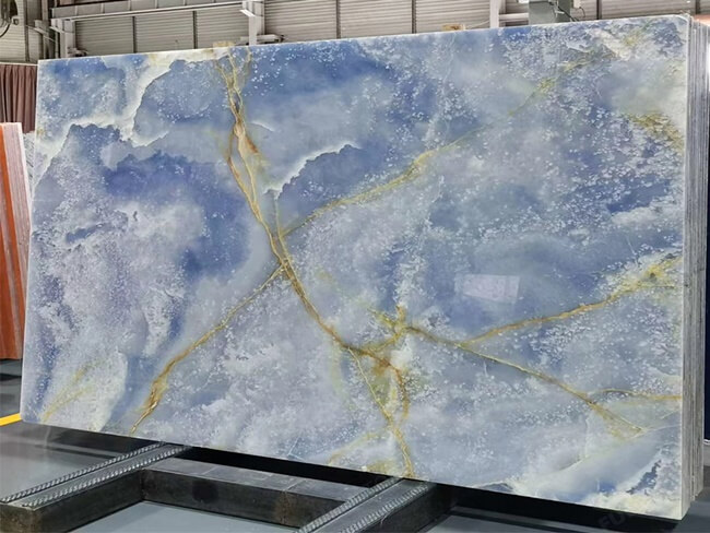 Natural Blue Onyx Stone Slabs for Wholesale &#8211; Light Style