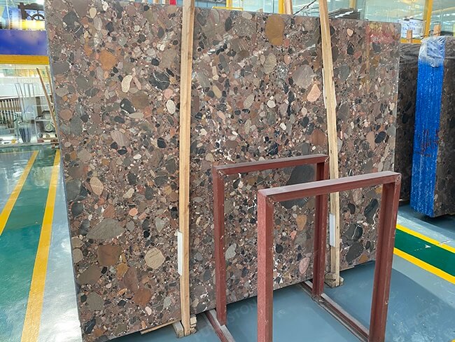 polished multicolor pebble marble slabs (6)