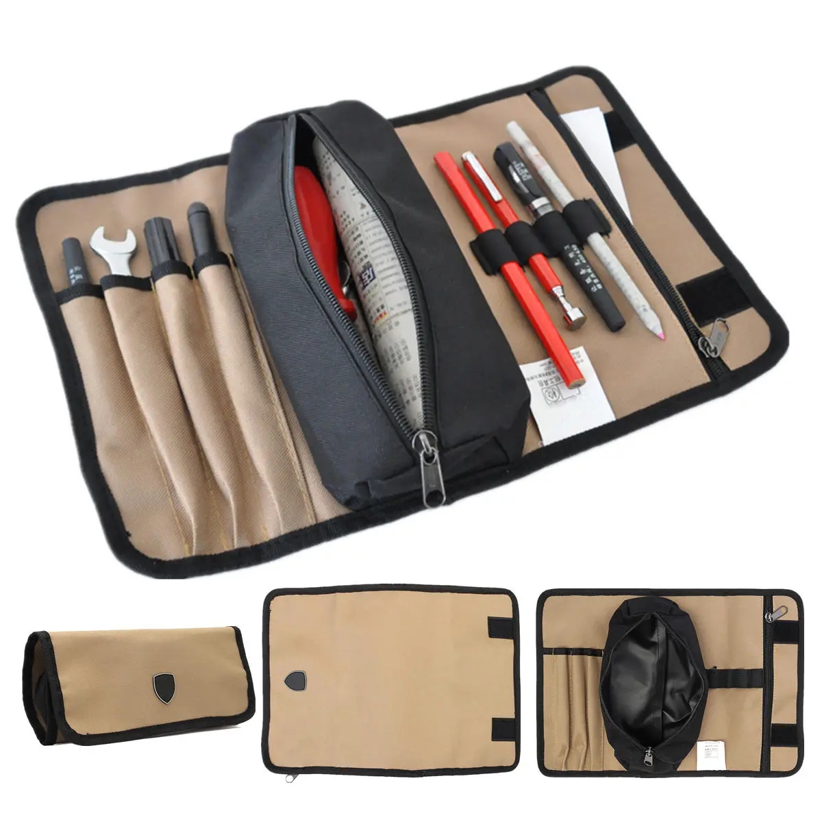 Durable Waterproof Canvas Electrician Roll Up Hardware Tool Bag For Tool Storage