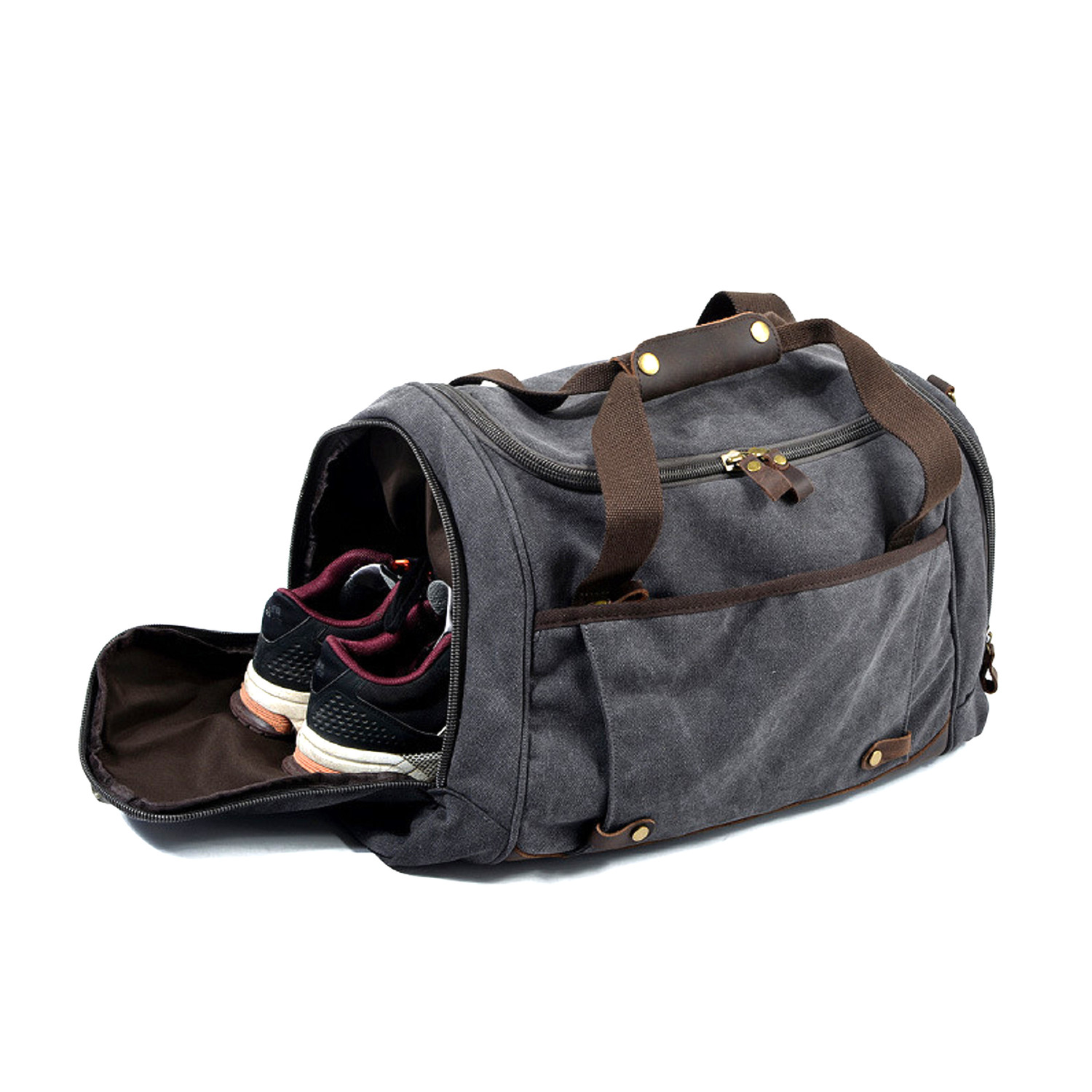 Wholesale Large Canvas  Gym Travel Luggage Bag with Waterproof Shoe Compartment