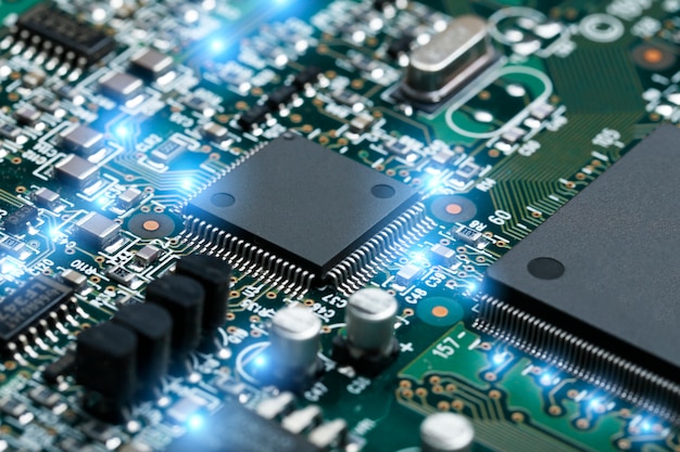 Close-up of Components on a Printed Circuit Board (PCB) - High-Quality Stock Image