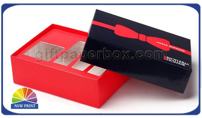 Custom Printed Rigid Paper Gift Box Blister Plastic Tray with Red Liner 0