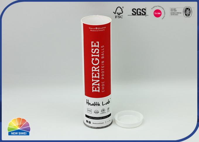 Metal End Cardboard Packaging Tubes Print Logo Wrap Protein Snack 0