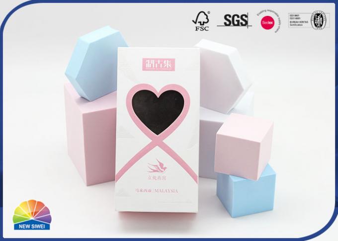 Heart Shaped Window Iridescent Paper Rigid Gift Box Logo Embossing 0