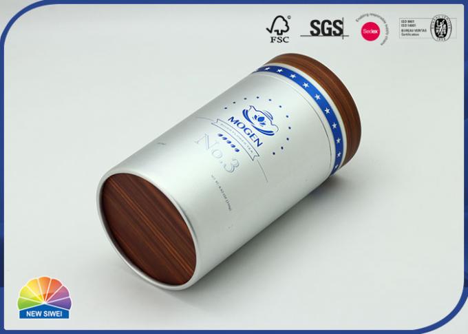 4c Uv Print 182gsm Silver Cardboard Tube Packaging For Coffee Tea 0